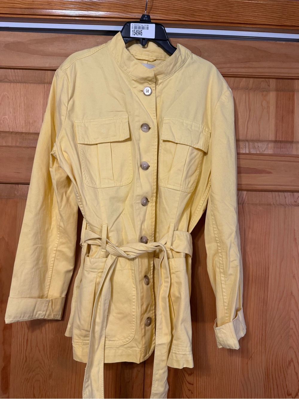 LOFT Pale Yellow Tie-Waist Utility Jacket